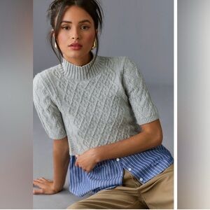 Maeve Women's Gray Cable Knit Sweater